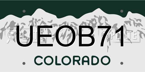 UEOB71 Colorado License Plate