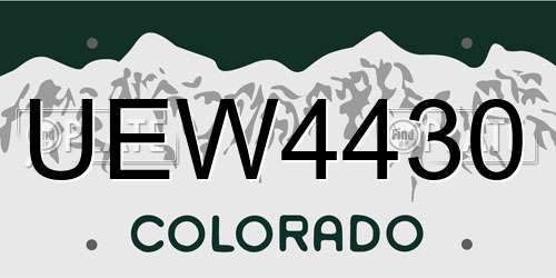 UEW4430 Colorado License Plate