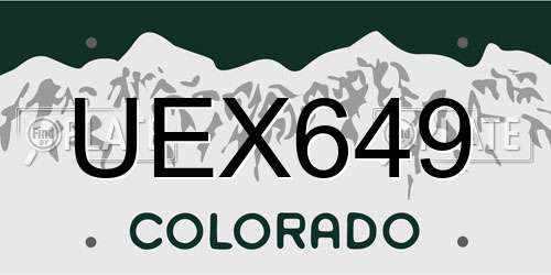 UEX649 Colorado License Plate