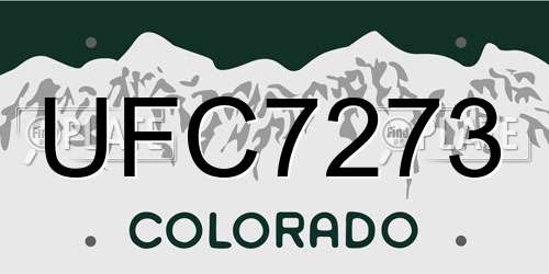 UFC7273 Colorado License Plate