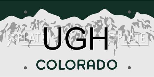 UGH Colorado License Plate