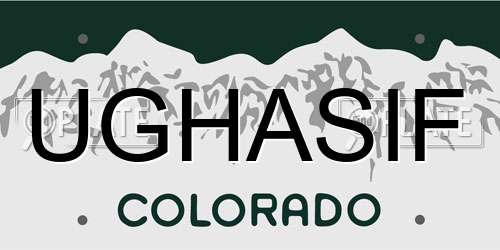 UGHASIF Colorado License Plate