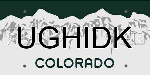 UGHIDK Colorado License Plate