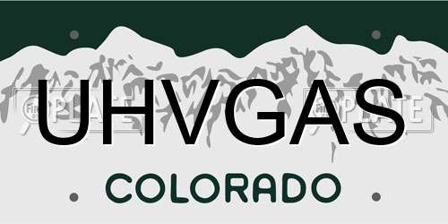 UHVGAS Colorado License Plate