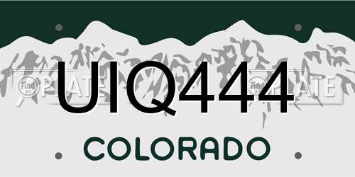 UIQ444 Colorado License Plate