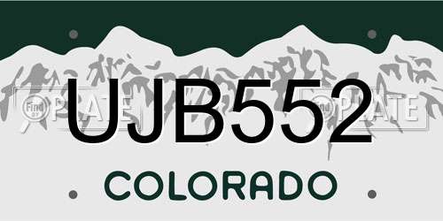 UJB552 Colorado License Plate
