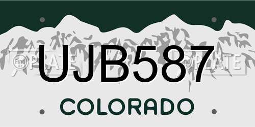 UJB587 Colorado License Plate