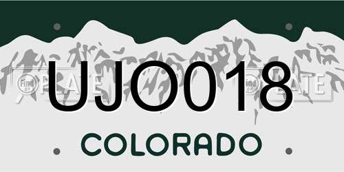 UJO018 Colorado License Plate