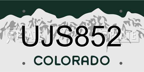 UJS852 Colorado License Plate