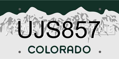 UJS857 Colorado License Plate