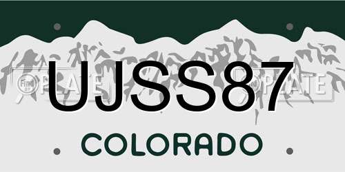 UJSS87 Colorado License Plate