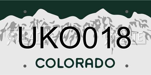 UKO018 Colorado License Plate
