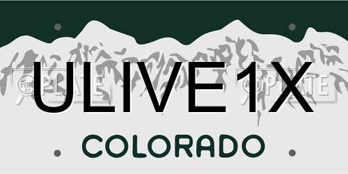 ULIVE1X Colorado License Plate