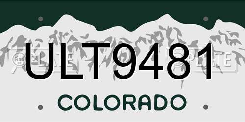 ULT9481 Colorado License Plate