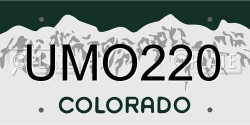 UMO220 Colorado License Plate