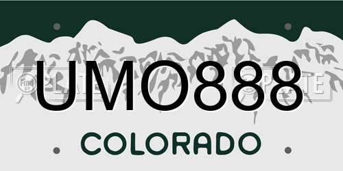 UMO888 Colorado License Plate