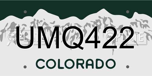 UMQ422 Colorado License Plate