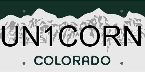 UN1CORN Colorado License Plate