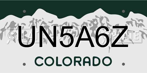 UN5A6Z Colorado License Plate