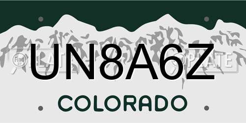 UN8A6Z Colorado License Plate