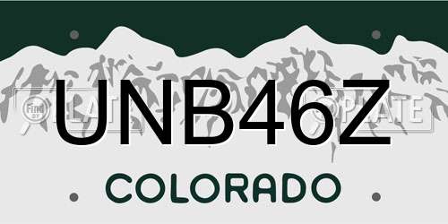 UNB46Z Colorado License Plate