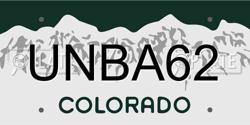 UNBA62 Colorado License Plate