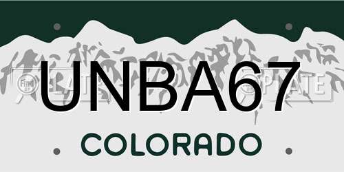 UNBA67 Colorado License Plate