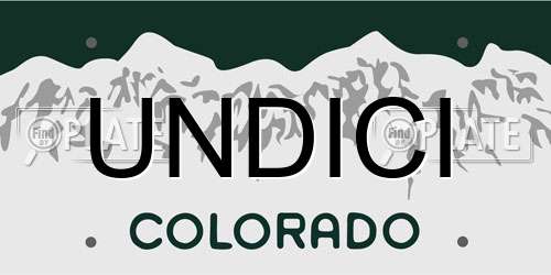 UNDICI Colorado License Plate