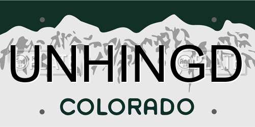 UNHINGD Colorado License Plate