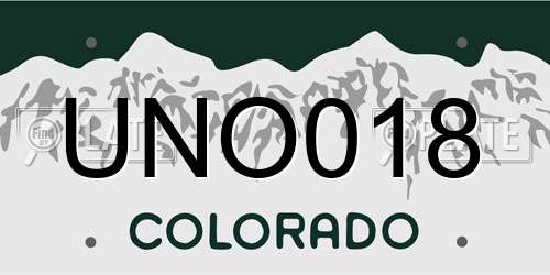 UNO018 Colorado License Plate