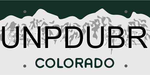 UNPDUBR Colorado License Plate