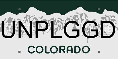 UNPLGGD Colorado License Plate