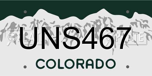 UNS467 Colorado License Plate