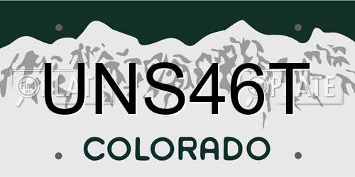UNS46T Colorado License Plate