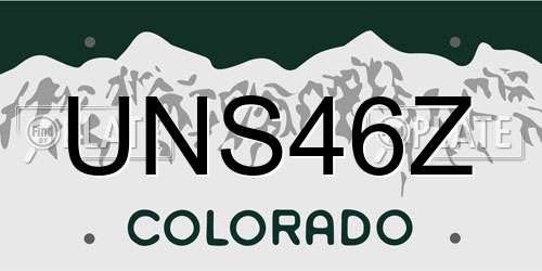 UNS46Z Colorado License Plate