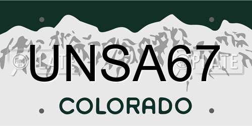 UNSA67 Colorado License Plate