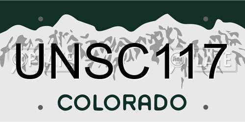 UNSC117 Colorado License Plate