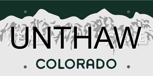 UNTHAW Colorado License Plate