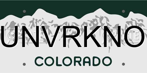 UNVRKNO Colorado License Plate