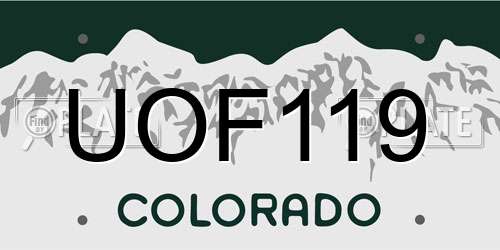 UOF119 Colorado License Plate