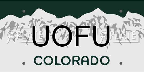 UOFU Colorado License Plate