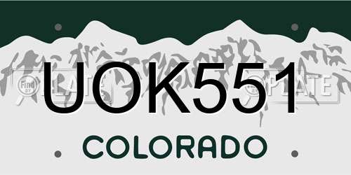 UOK551 Colorado License Plate