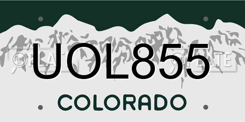 UOL855 Colorado License Plate
