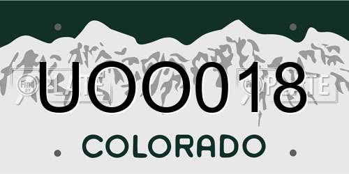 UOO018 Colorado License Plate