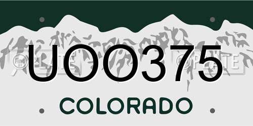 UOO375 Colorado License Plate