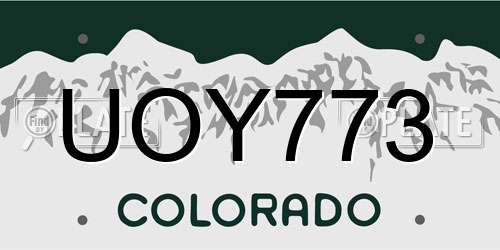 UOY773 Colorado License Plate