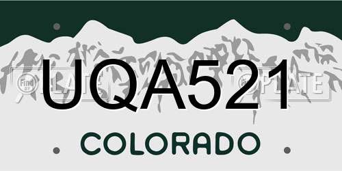 UQA521 Colorado License Plate