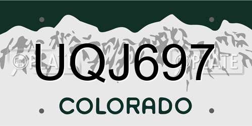 UQJ697 Colorado License Plate