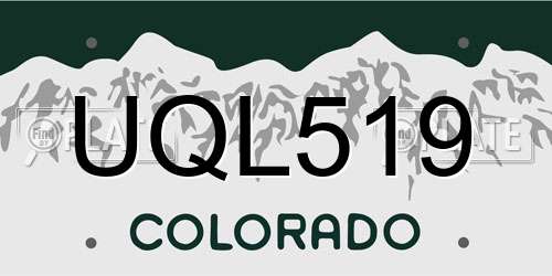 UQL519 Colorado License Plate