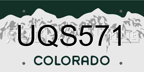 UQS571 Colorado License Plate